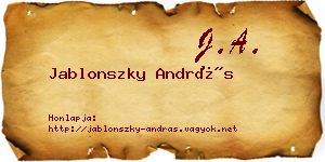 Jablonszky András névjegykártya